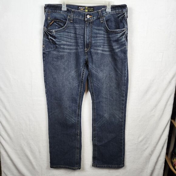 Ariat Rebar M5 Denim Jeans Size 38x32 Slim Straight Leg Dark Wash